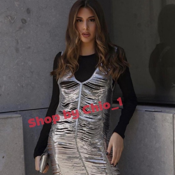 ZARA SEQUIN SILVER DRESS bloggers favorite - Picture 6 of 13